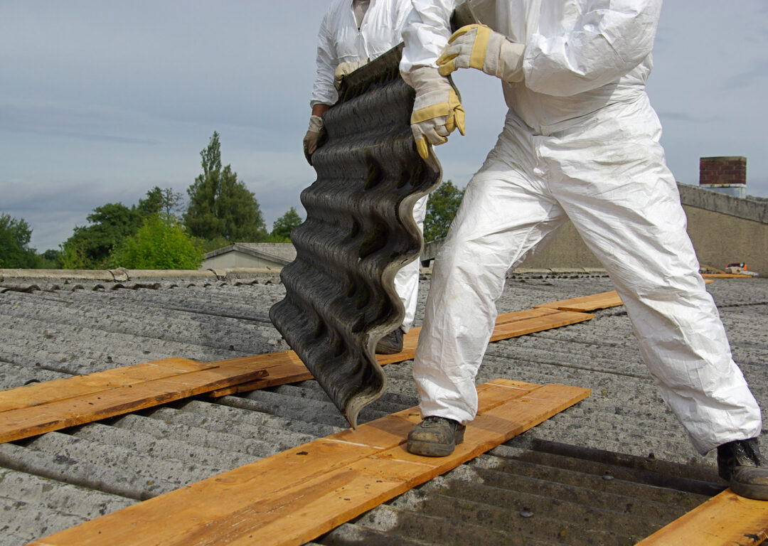 Safe asbestos removal from a building roof.