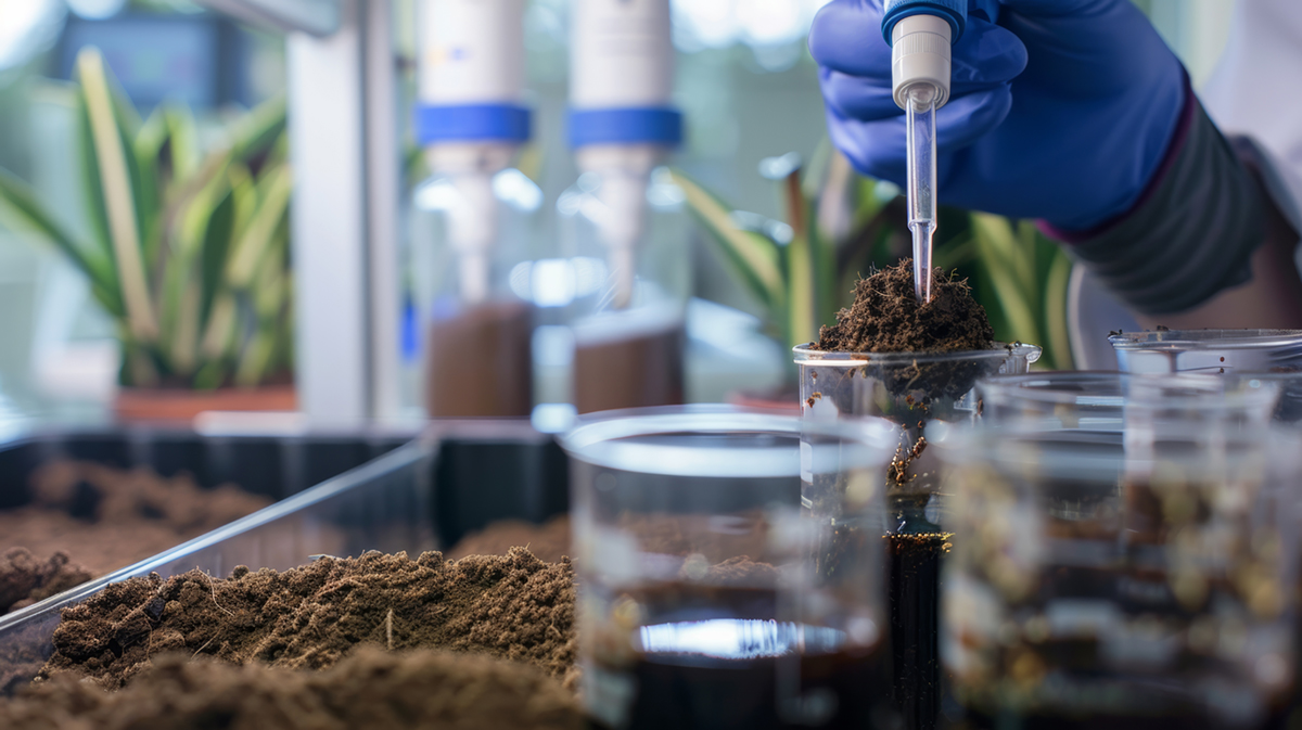 Soil analysis in the lab.
